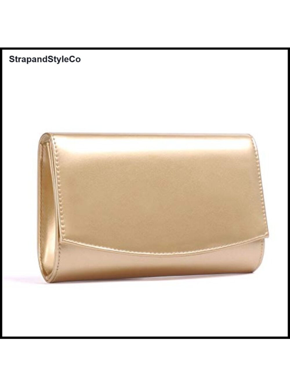 PU Leather Patent Clutch Evening Bag with Chain Strap
